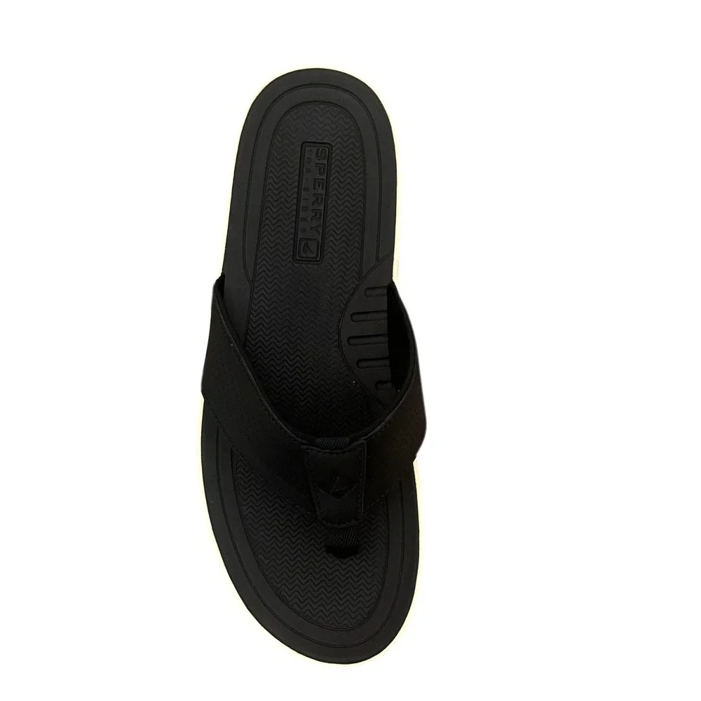Sperry Men's Havasu Perf Leather Thong Sandal Size 11 Black Comfort Casual Style